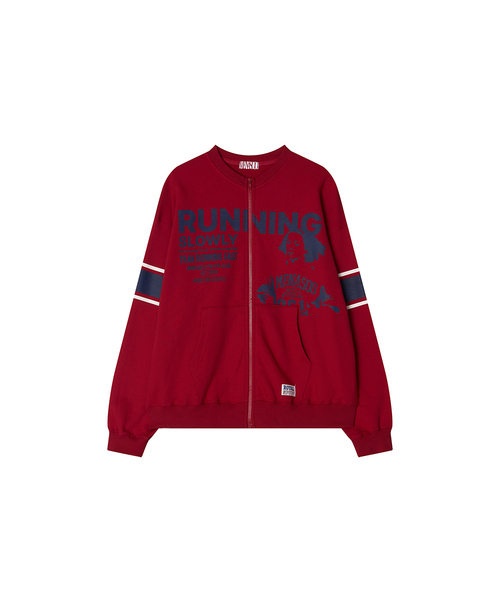 MENASOO(ミナス)の「Round Neck Running Zipup Cardigan_Red(カーディガン/ボレロ・レディース・レッド・F)」の1枚目の写真