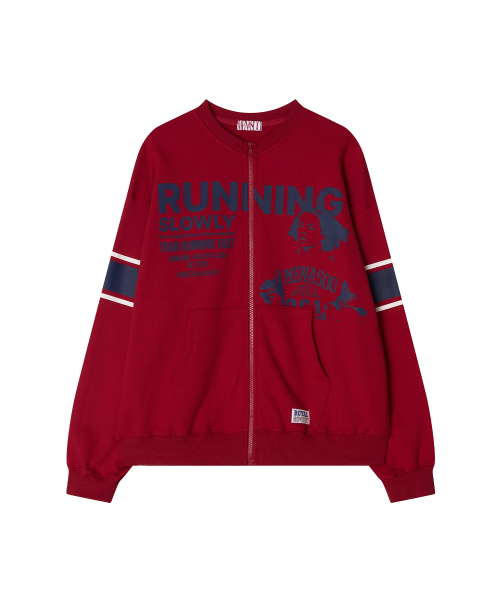 MENASOO(ミナス)の「Round Neck Running Zipup Cardigan_Red(カーディガン/ボレロ・レディース・レッド・F)」の2枚目の写真
