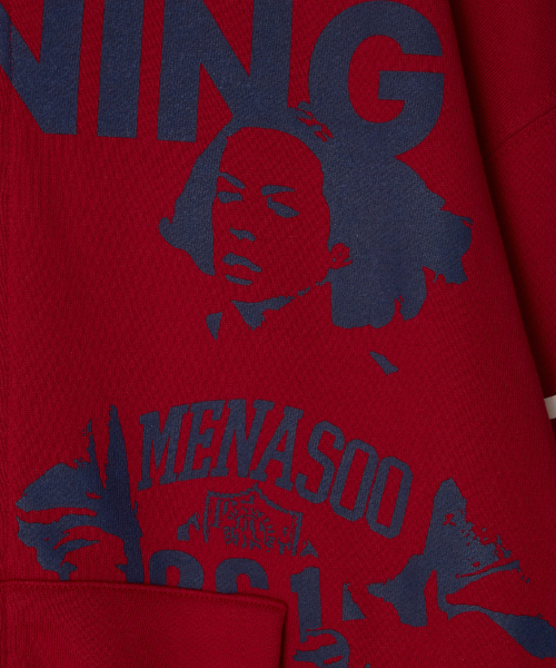 MENASOO(ミナス)の「Round Neck Running Zipup Cardigan_Red(カーディガン/ボレロ・レディース・レッド・F)」の9枚目の写真