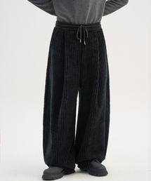 TRIP LE SENS（トリップ ル センス）の「[F/W]コーデュロイワンタックカーブドバンディングパンツ_ブラック（スウェットパンツ）」