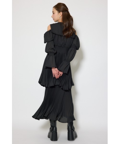 rienda(リエンダ)の「ビッグカラープリーツフレアワンピース 春服(ワンピース・レディース・ブラック/ライトピンク/ベージュ・FREE)」の7枚目の写真