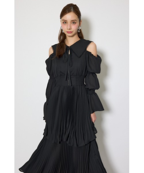 rienda(リエンダ)の「ビッグカラープリーツフレアワンピース 春服(ワンピース・レディース・ブラック/ライトピンク/ベージュ・FREE)」の8枚目の写真