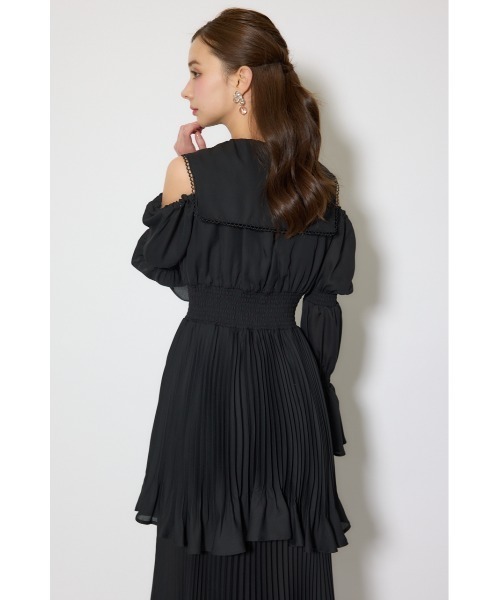 rienda(リエンダ)の「ビッグカラープリーツフレアワンピース 春服(ワンピース・レディース・ブラック/ライトピンク/ベージュ・FREE)」の10枚目の写真