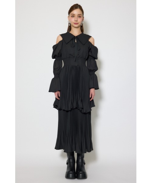 rienda(リエンダ)の「ビッグカラープリーツフレアワンピース 春服(ワンピース・レディース・ブラック/ライトピンク/ベージュ・FREE)」の11枚目の写真