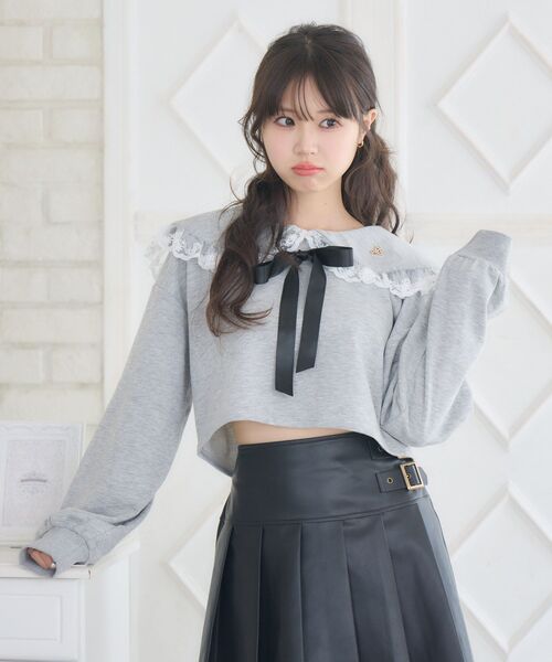 ems excite（エムズエキサイト）の「BIGカラートレーナー（スウェット・レディース・ダークグレー/ダークブルー/ピンク・FREE）」の6枚目の写真