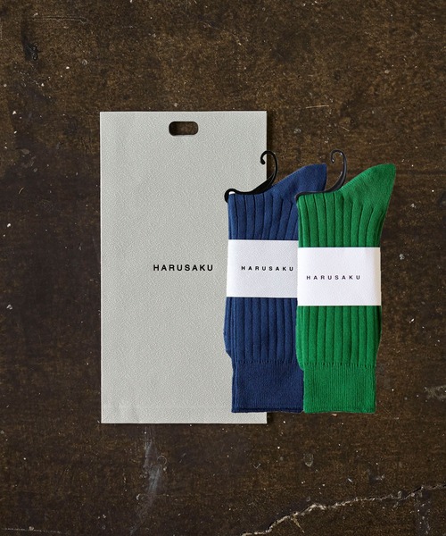 HARUSAKU(ハルサク)の「HARUSAKU:Mens PLAIN RIB SOCKS GIFT 2P SET :ハルサク メンズ プレーン リブソックス ギフトプレゼントセット2足(ソックス/靴下・メンズ・ダークグレー/グリーン/オレンジ・M)」の3枚目の写真
