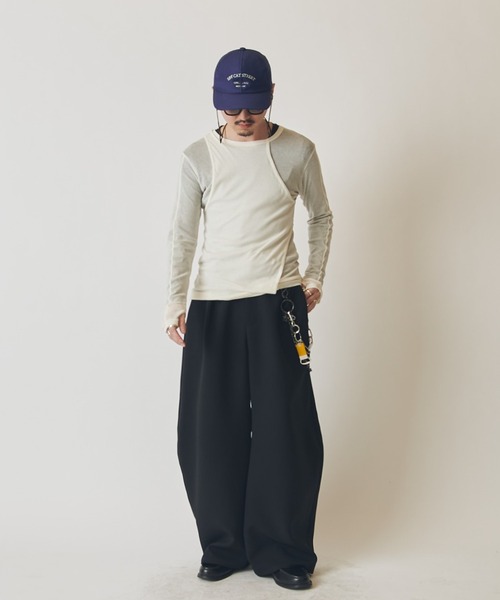 Lui's（ルイス）の「SURJENT　コットンレイヤードロンT（Tシャツ/カットソー・メンズ・ブラック/ホワイト・1/2）」の6枚目の写真