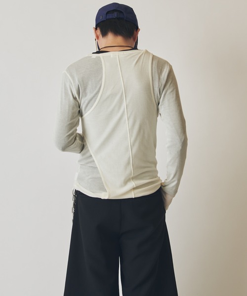 Lui's（ルイス）の「SURJENT　コットンレイヤードロンT（Tシャツ/カットソー・メンズ・ブラック/ホワイト・1/2）」の5枚目の写真