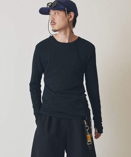 Lui's（ルイス）の「SURJENT　コットンレイヤードロンT（Tシャツ/カットソー・メンズ・ブラック/ホワイト・1/2）」の8枚目の写真