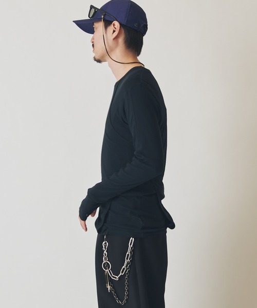 Lui's（ルイス）の「SURJENT　コットンレイヤードロンT（Tシャツ/カットソー・メンズ・ブラック/ホワイト・1/2）」の9枚目の写真