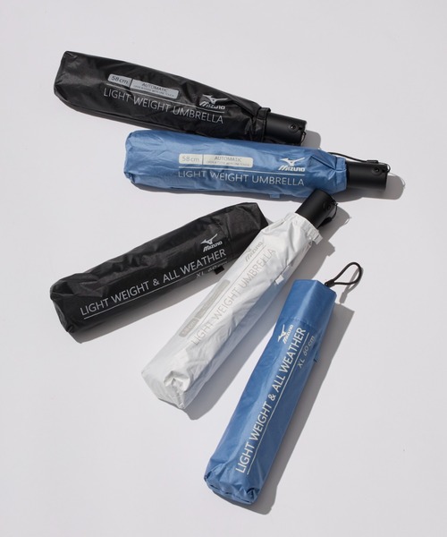 MIZUNO(ミズノ )の「【WEB限定】遮光100% 遮熱 晴雨兼用 折りたたみ日傘 自動開閉 軽量 ロゴ(折りたたみ傘・レディース・ホワイト/ブラック/ブルー・FREE)」の6枚目の写真