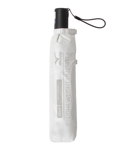 MIZUNO(ミズノ )の「【WEB限定】遮光100% 遮熱 晴雨兼用 折りたたみ日傘 自動開閉 軽量 ロゴ(折りたたみ傘・レディース・ホワイト/ブラック/ブルー・FREE)」の9枚目の写真
