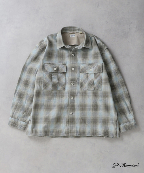 JOURNAL STANDARD J.S HOMESTEAD(ジャーナルスタンダードホームステッド)の「J.S.Homestead / インディゴ チェック ミリタリー シャツ(シャツ/ブラウス・メンズ・ブラウン系その他/ブラック/コバルトブルー/ベージュ・LARGE/MEDIUM)」の1枚目の写真