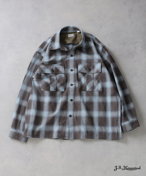 JOURNAL STANDARD J.S HOMESTEAD(ジャーナルスタンダードホームステッド)の「J.S.Homestead / インディゴ チェック ミリタリー シャツ(シャツ/ブラウス・メンズ・ブラウン系その他/ブラック/コバルトブルー/ベージュ・LARGE/MEDIUM)」の3枚目の写真