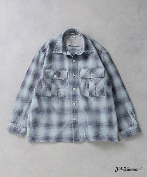 JOURNAL STANDARD J.S HOMESTEAD(ジャーナルスタンダードホームステッド)の「J.S.Homestead / インディゴ チェック ミリタリー シャツ(シャツ/ブラウス・メンズ・ブラウン系その他/ブラック/コバルトブルー/ベージュ・LARGE/MEDIUM)」の4枚目の写真