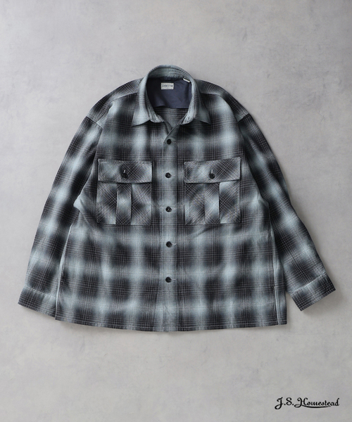JOURNAL STANDARD J.S HOMESTEAD(ジャーナルスタンダードホームステッド)の「J.S.Homestead / インディゴ チェック ミリタリー シャツ(シャツ/ブラウス・メンズ・ブラウン系その他/ブラック/コバルトブルー/ベージュ・LARGE/MEDIUM)」の2枚目の写真
