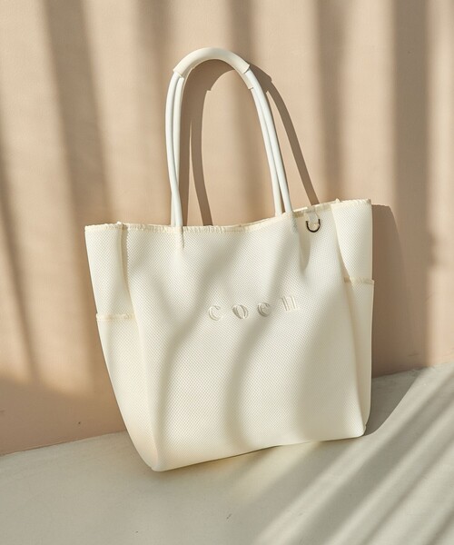 coen(コーエン)の「coen(コーエン)ロゴ刺繍 メッシュパフトートバッグ(トートバッグ・レディース・オフホワイト/ベージュ/ダークグレー/ブラック・FREE)」の1枚目の写真