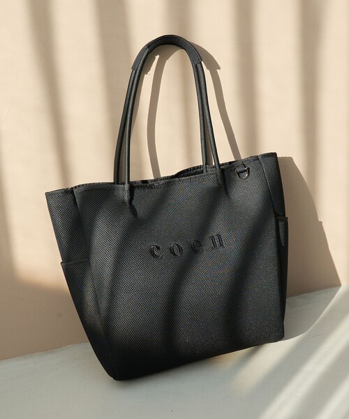 coen(コーエン)の「coen(コーエン)ロゴ刺繍 メッシュパフトートバッグ(トートバッグ・レディース・オフホワイト/ベージュ/ダークグレー/ブラック・FREE)」の2枚目の写真