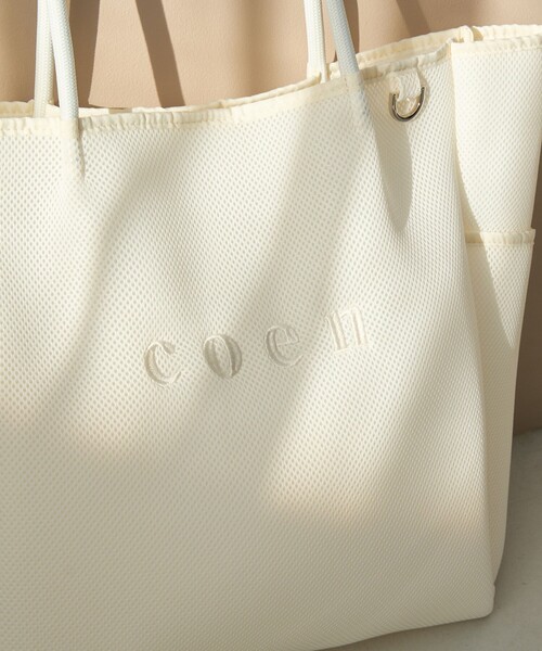 coen(コーエン)の「coen(コーエン)ロゴ刺繍 メッシュパフトートバッグ(トートバッグ・レディース・オフホワイト/ベージュ/ダークグレー/ブラック・FREE)」の7枚目の写真