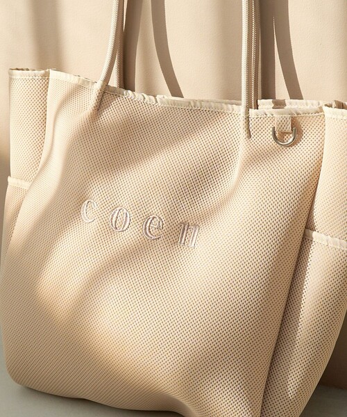 coen(コーエン)の「coen(コーエン)ロゴ刺繍 メッシュパフトートバッグ(トートバッグ・レディース・オフホワイト/ベージュ/ダークグレー/ブラック・FREE)」の9枚目の写真