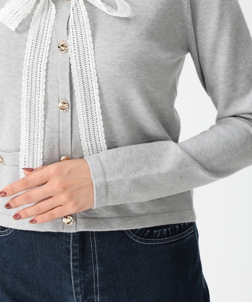 MISCH MASCH（ミッシュマッシュ）の「2026春夏新作 レースボウタイニット（ニット/セーター・レディース・ホワイト/グレー/ブルー・ﾌﾘ-）」の15枚目の写真