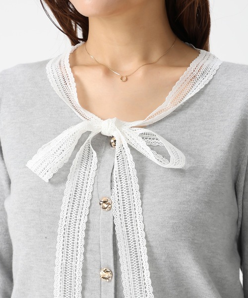 MISCH MASCH（ミッシュマッシュ）の「2026春夏新作 レースボウタイニット（ニット/セーター・レディース・ホワイト/グレー/ブルー・ﾌﾘ-）」の16枚目の写真