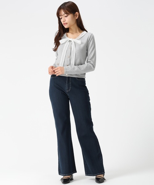 MISCH MASCH（ミッシュマッシュ）の「2026春夏新作 レースボウタイニット（ニット/セーター・レディース・ホワイト/グレー/ブルー・ﾌﾘ-）」の9枚目の写真