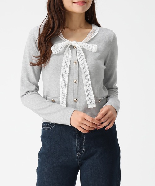 MISCH MASCH（ミッシュマッシュ）の「2026春夏新作 レースボウタイニット（ニット/セーター・レディース・ホワイト/グレー/ブルー・ﾌﾘ-）」の8枚目の写真