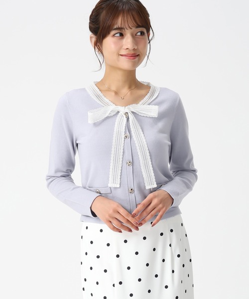 MISCH MASCH（ミッシュマッシュ）の「2026春夏新作 レースボウタイニット（ニット/セーター・レディース・ホワイト/グレー/ブルー・ﾌﾘ-）」の5枚目の写真