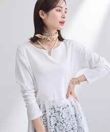 INDIVI | 【洗える／レイヤードにおすすめ】レース切り替えカットソー(Tシャツ/カットソー)