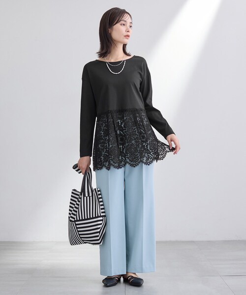 INDIVI(インディヴィ)の「【洗える/レイヤードにおすすめ】レース切り替えカットソー(Tシャツ/カットソー・レディース・オフホワイト/ブラック・05/13/15 /38)」の13枚目の写真