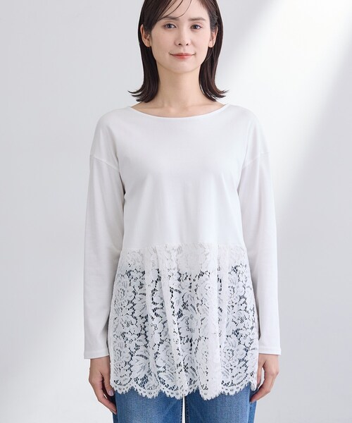 INDIVI(インディヴィ)の「【洗える/レイヤードにおすすめ】レース切り替えカットソー(Tシャツ/カットソー・レディース・オフホワイト/ブラック・05/13/15 /38)」の16枚目の写真