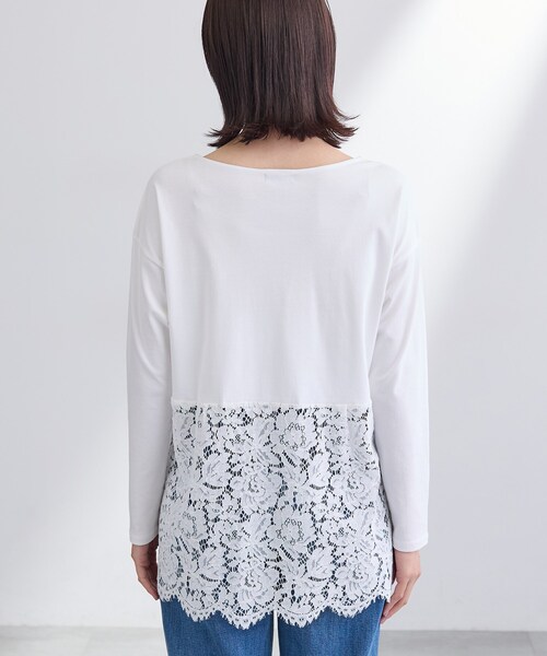 INDIVI(インディヴィ)の「【洗える/レイヤードにおすすめ】レース切り替えカットソー(Tシャツ/カットソー・レディース・オフホワイト/ブラック・05/13/15 /38)」の8枚目の写真