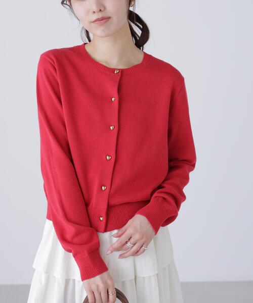 FREE'S MART（フリーズマート）の「◆ハートボタンニットカーディガン（ニット/セーター・レディース・ネイビー/レッド/ホワイト・FREE）」の3枚目の写真