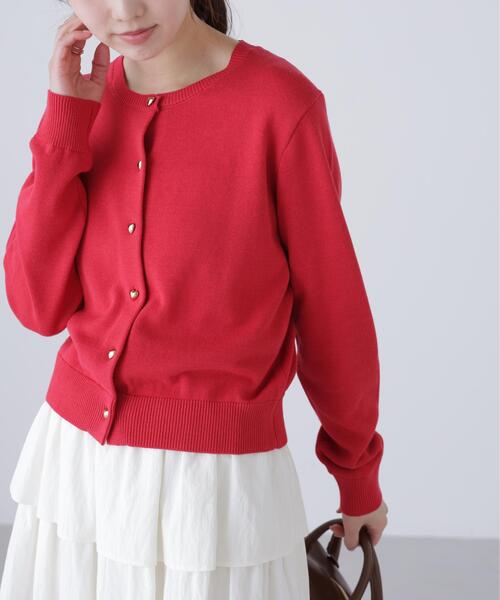 FREE'S MART（フリーズマート）の「◆ハートボタンニットカーディガン（ニット/セーター・レディース・ネイビー/レッド/ホワイト・FREE）」の4枚目の写真