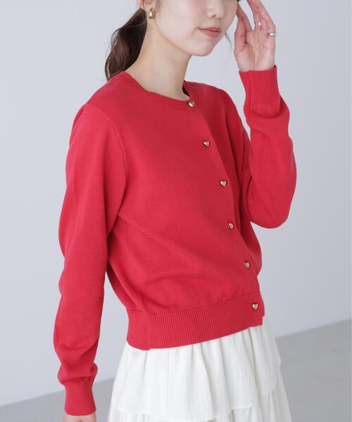 FREE'S MART（フリーズマート）の「◆ハートボタンニットカーディガン（ニット/セーター・レディース・ネイビー/レッド/ホワイト・FREE）」の5枚目の写真