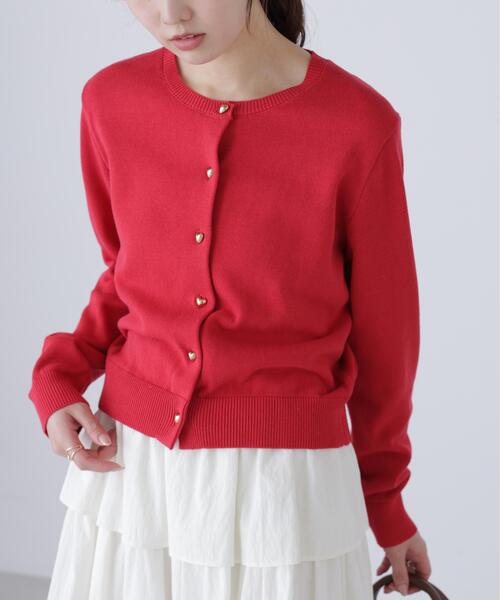 FREE'S MART（フリーズマート）の「◆ハートボタンニットカーディガン（ニット/セーター・レディース・ネイビー/レッド/ホワイト・FREE）」の6枚目の写真