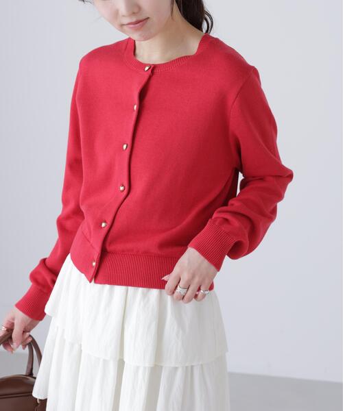 FREE'S MART（フリーズマート）の「◆ハートボタンニットカーディガン（ニット/セーター・レディース・ネイビー/レッド/ホワイト・FREE）」の7枚目の写真