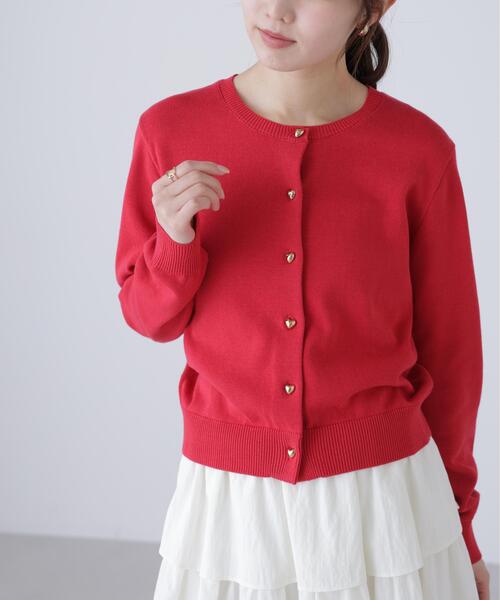 FREE'S MART（フリーズマート）の「◆ハートボタンニットカーディガン（ニット/セーター・レディース・ネイビー/レッド/ホワイト・FREE）」の8枚目の写真