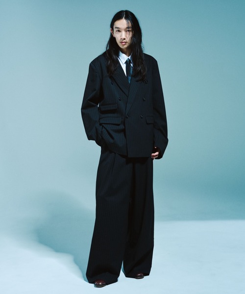 CAMPHOR WOOD(カンファーウッド)の「DOUBLE BREASTED STRIPE TAILORED JACKET / ダブルブレストストライプテーラードジャケット【セットアップ可能】(テーラードジャケット・メンズ・グレー/ブラック・SMALL/MEDIUM/LARGE)」の4枚目の写真