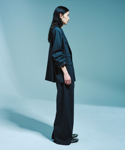 CAMPHOR WOOD(カンファーウッド)の「DOUBLE BREASTED STRIPE TAILORED JACKET / ダブルブレストストライプテーラードジャケット【セットアップ可能】(テーラードジャケット・メンズ・グレー/ブラック・SMALL/MEDIUM/LARGE)」の22枚目の写真