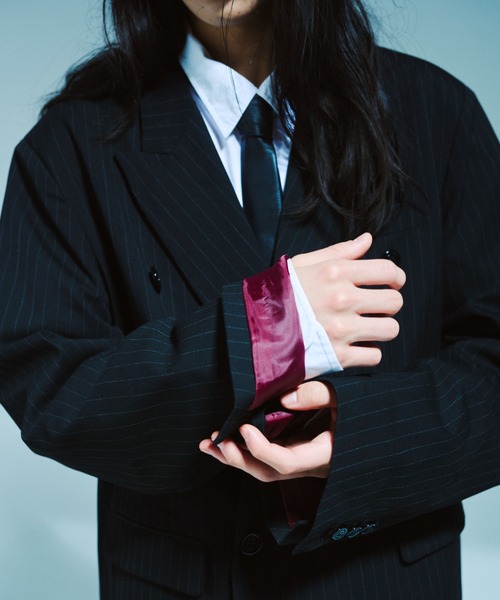 CAMPHOR WOOD(カンファーウッド)の「DOUBLE BREASTED STRIPE TAILORED JACKET / ダブルブレストストライプテーラードジャケット【セットアップ可能】(テーラードジャケット・メンズ・グレー/ブラック・SMALL/MEDIUM/LARGE)」の13枚目の写真