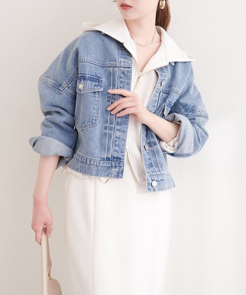 natural couture（ナチュラルクチュール）の「サイドラインスリーブパーカー（パーカー・レディース・チャコールグレー/オフホワイト/グレイッシュベージュ・FREE）」の10枚目の写真