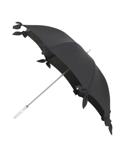 LANVIN en Bleu（ランバンオンブルー）の「一級遮光 遮熱 晴雨兼用日傘 長傘 リボン＆リボン（長傘・レディース・キャメル/コーラルピンク/ライトグリーン/ブラック・FREE）」の7枚目の写真