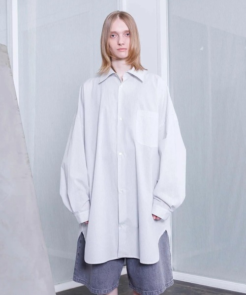 VOAAOV(ヴォアーブ)の「【VOAAOV】 XXXXL SHIRT Long Sleeve(Tシャツ/カットソー・キッズ・ストライプ/チェック/サックスブルー・2)」の2枚目の写真