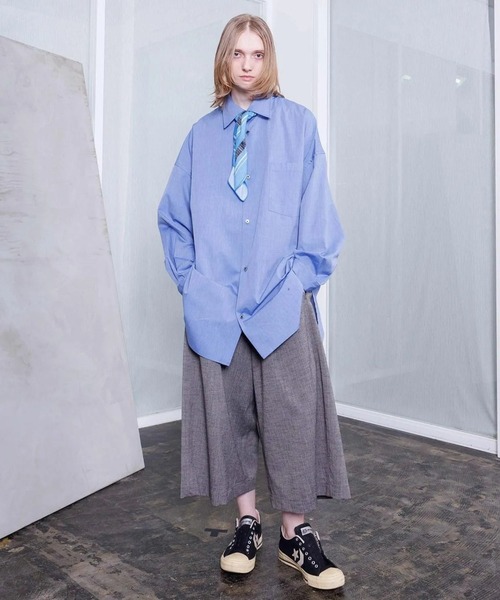 VOAAOV(ヴォアーブ)の「【VOAAOV】 XXXXL SHIRT Long Sleeve(Tシャツ/カットソー・キッズ・ストライプ/チェック/サックスブルー・2)」の1枚目の写真