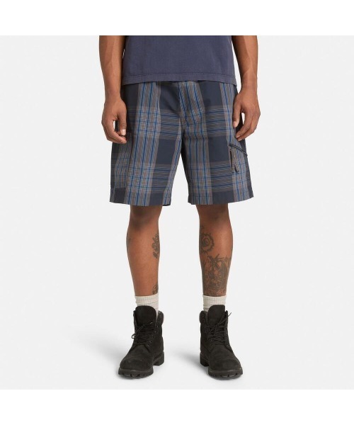 Timberland(ティンバーランド)の「DWR ヤーンダイ プレイド ショーツ ユニセックス(その他パンツ・メンズ・ダークブルー・SMALL/MEDIUM/LARGE/X-LARGE)」の1枚目の写真