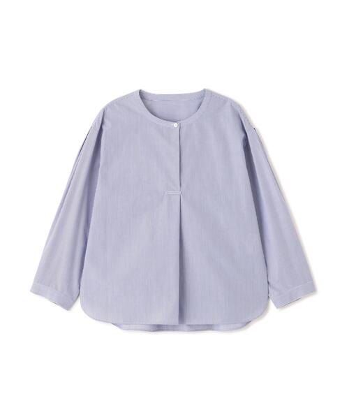 human woman（ヒューマンウーマン）の「◆【ウォッシャブル】綿ポリエステル先染ノーカラーブラウス（シャツ/ブラウス・レディース・ホワイト/ブルー系その他3・MEDIUM）」の9枚目の写真