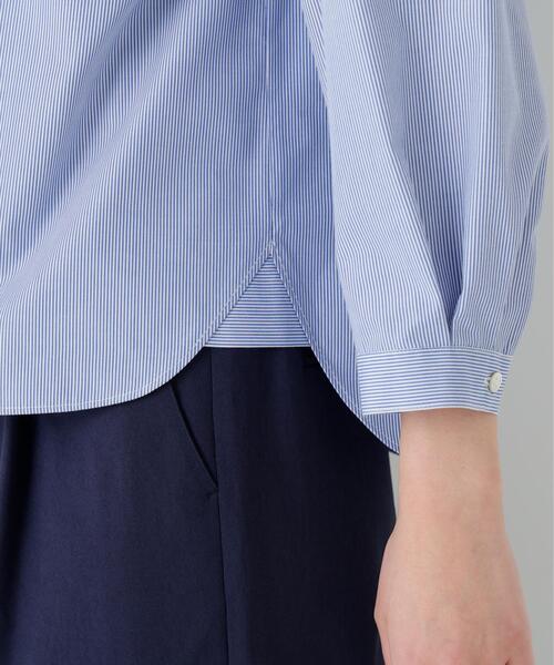 human woman（ヒューマンウーマン）の「◆【ウォッシャブル】綿ポリエステル先染ノーカラーブラウス（シャツ/ブラウス・レディース・ホワイト/ブルー系その他3・MEDIUM）」の17枚目の写真