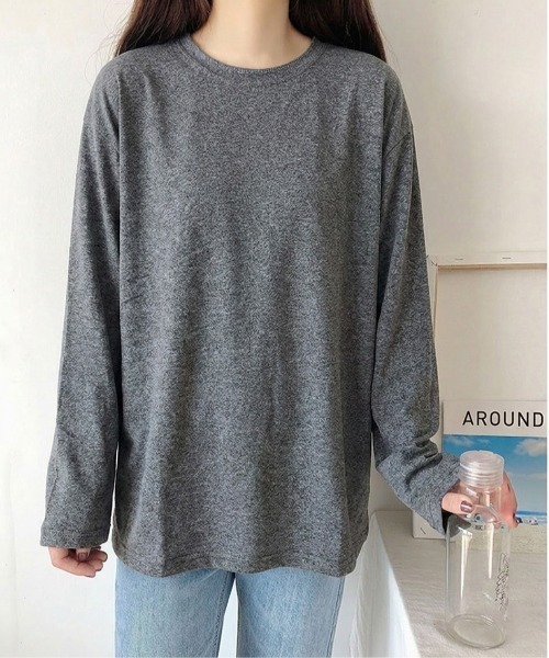 shyam inspiration(シャムインスピレーション)の「オーバーサイズシンプルロンT/レイヤード/インナー(Tシャツ/カットソー・レディース・グレー/ホワイト/パープル/ブラック・LARGE/MEDIUM)」の2枚目の写真